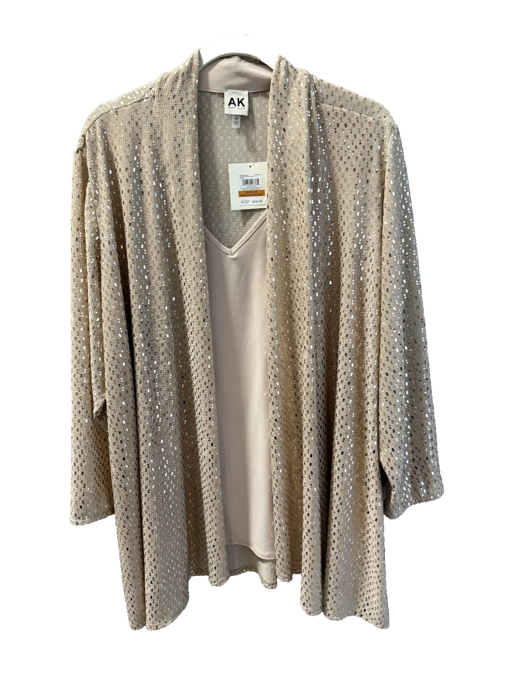 NWT Anne Klein Gold Sparkle Tunic Top Size 3X Wedding Party Formal Holiday